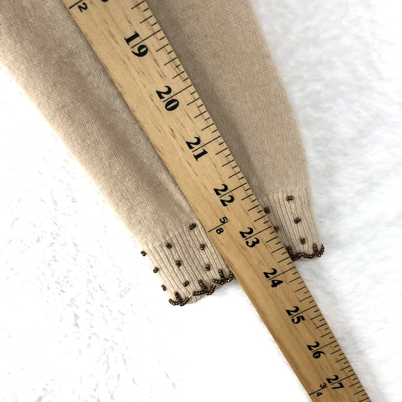 VTG 60s Wool Beaded Cardigan Sweater Women's Sz M Beige Pearl Buttons L/S - Picture 10 of 13